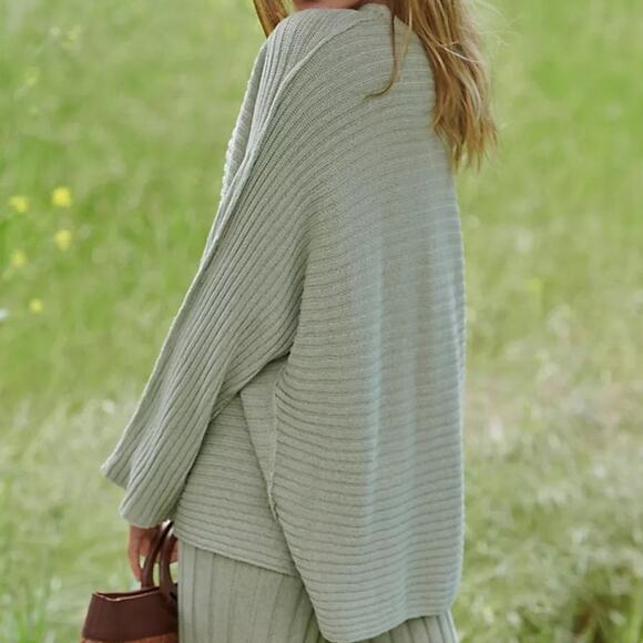 Free People Beach Swaying Palm Imogene Knit Oversized Lounge Sweater Medium - Picture 5 of 8